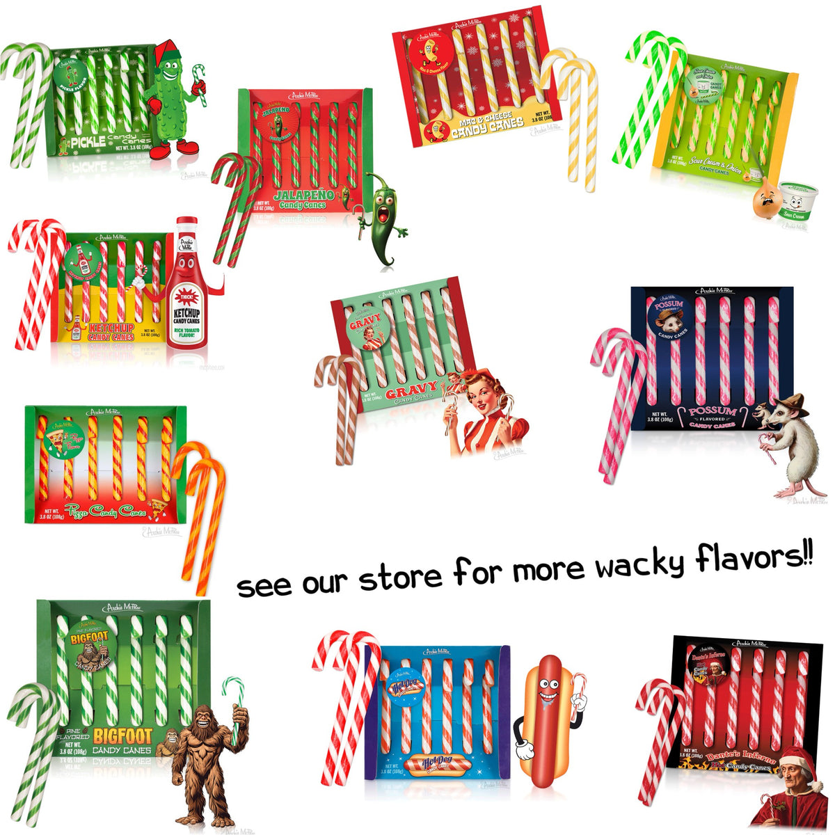 PICKLE Dill Flavored Candy Canes - Funny Christmas Gag Joke Gift - Archie McPhee