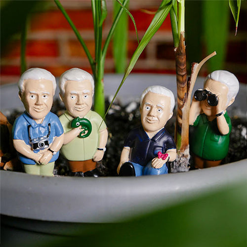 mini plant pot attenborough explorers 4-pk Mini Attenborough Explorers Planter Figurine Markers – Giggle Novelties