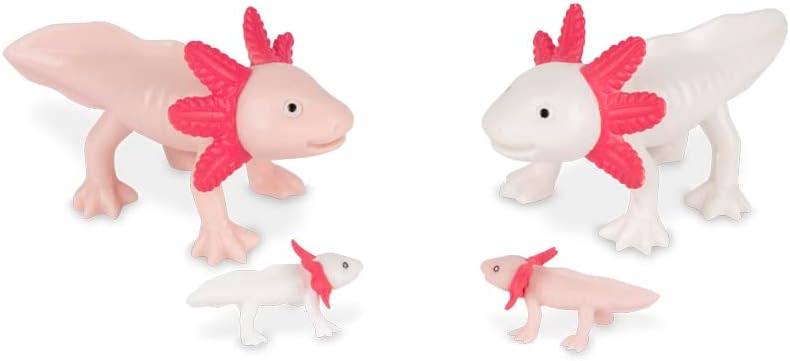 Box of Axolotls - Family of 4 - Mini Assorted Figurine Toy Set - Archie McPhee