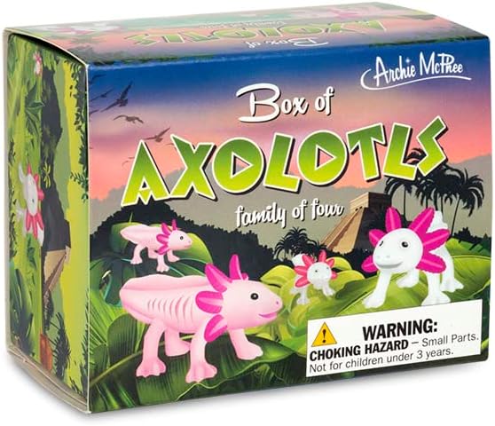 Box of Axolotls - Family of 4 - Mini Assorted Figurine Toy Set - Archie McPhee