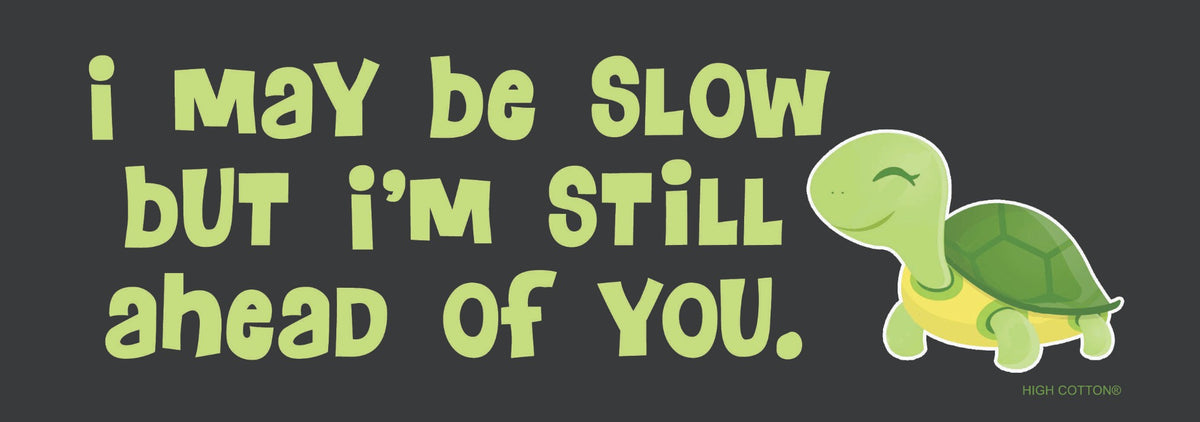 "May Be Slow But Ahead of You" 🐢 Funny Turtle Bumper Car Magnet - Made in USA