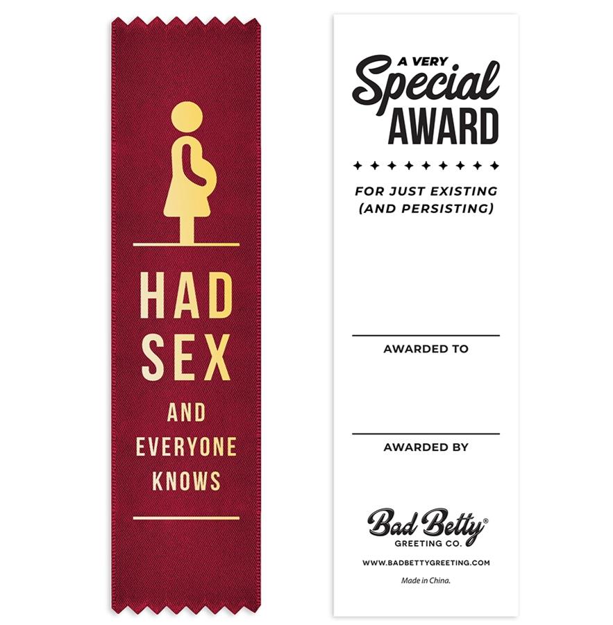 🥇"HAD SEX And Everyone Knows"🏆 Funny Award Ribbon 😂 Gag Gift Joke Prize Adult