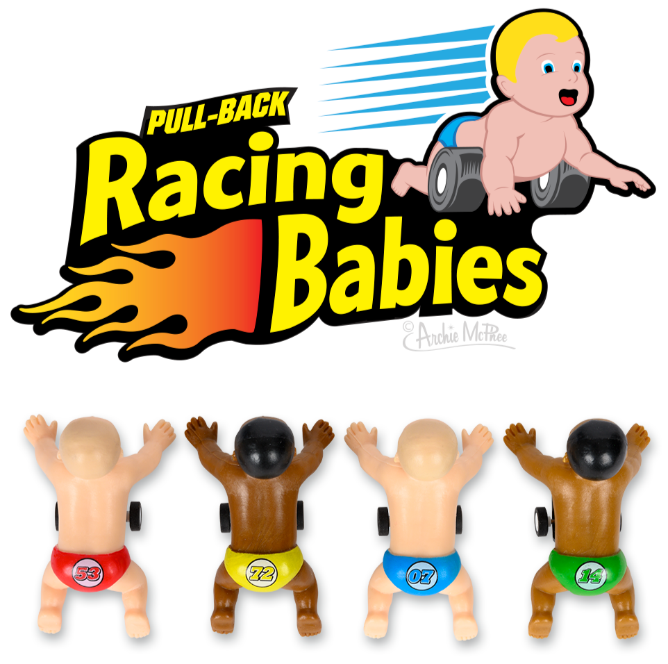 Racing Babies (set of 4) Funny Pull Back Baby Race Toys - Archie McPhee