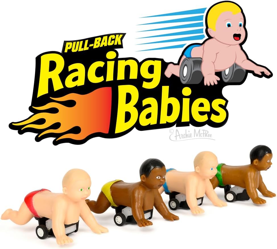 Racing Babies (set of 4) Funny Pull Back Baby Race Toys - Archie McPhee