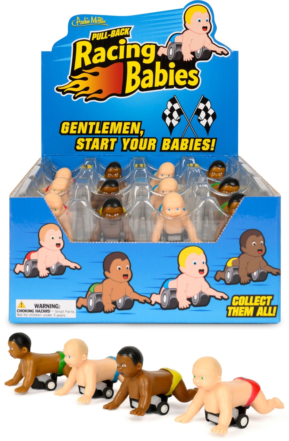 Racing Babies (set of 4) Funny Pull Back Baby Race Toys - Archie McPhee