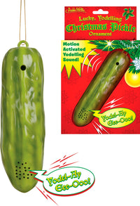 YODELLING Lucky Christmas Pickle Ornament - Musical Sounds - Archie McPhee