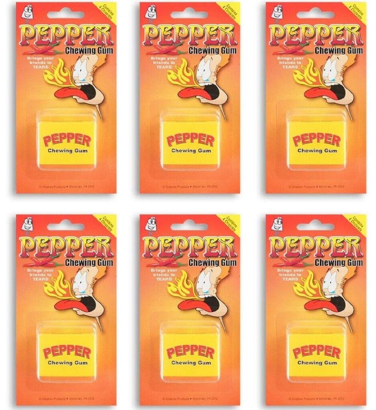 6-Pack Pepper Chewing Gum, Hot Candy Joke Prank Gag, Chewing Gum Party Spicy Fun