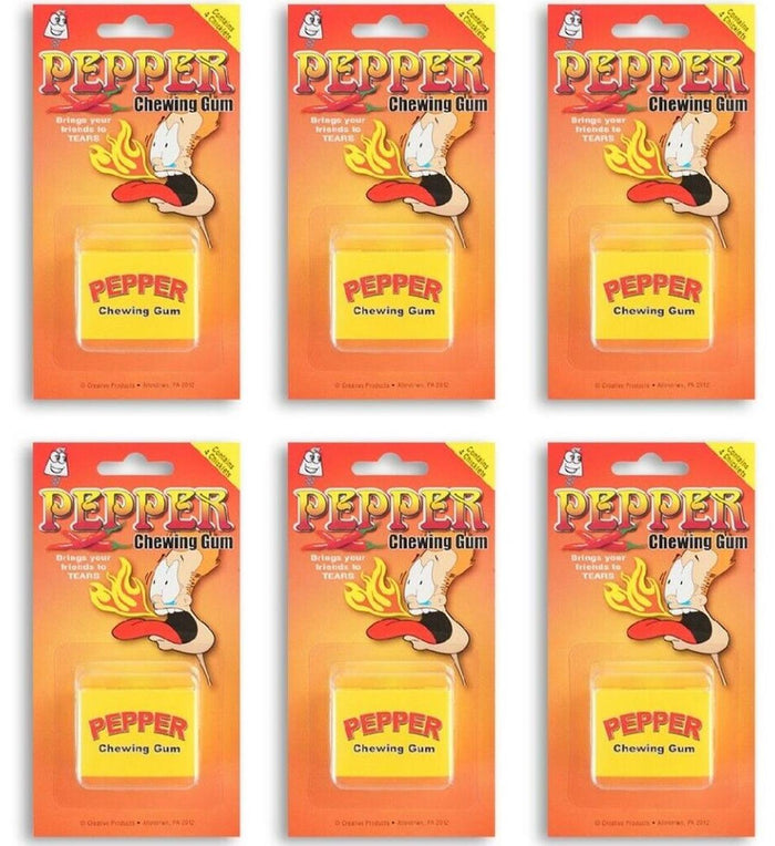 6-Pack Pepper Chewing Gum, Hot Candy Joke Prank Gag, Chewing Gum Party Spicy Fun