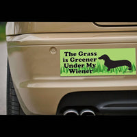 "The Grass is Greener Under My Wiener" 😂🌭 LOL Bumper Car Magnet | Made in USA