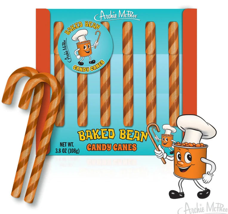 Baked Beans Flavored Candy Canes 6 Pack - Odd Christmas Gag Gift 🤣Archie McPhee🎄