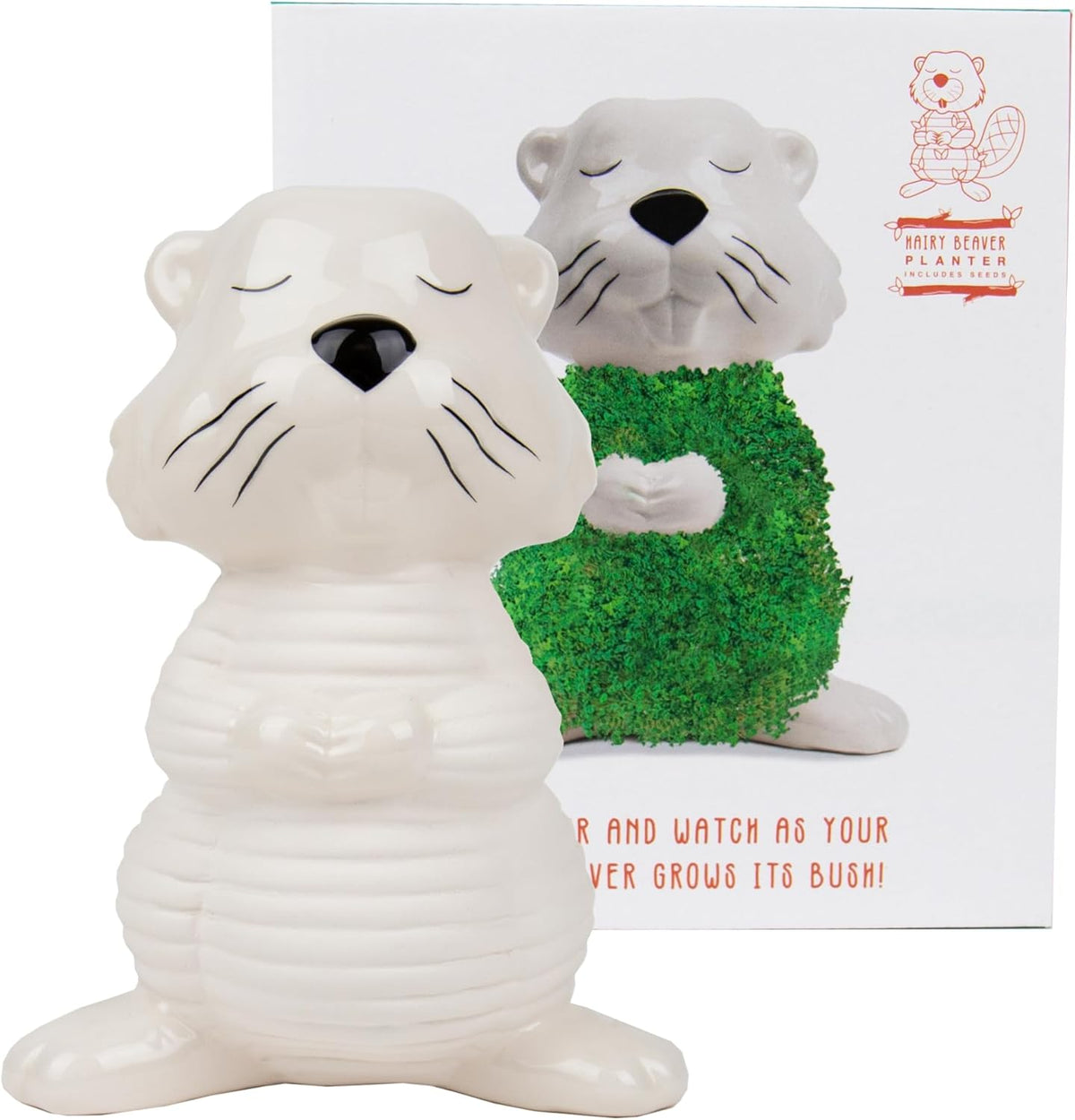 Hairy Beaver Ceramic Planter - Sprouting Chia Pet Plant Pot - Gift Republic
