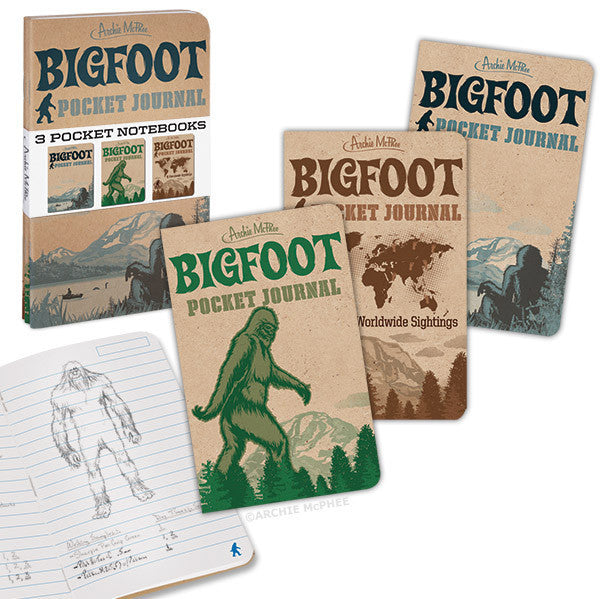 BIGFOOT 3PK Sasquatch Pocket Journal Notebook Diary Sketchbooks - Archie McPhee