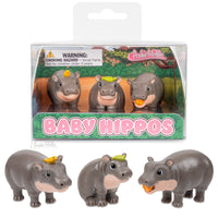 3-Pack Cute Baby Hippo Figurines 🦛 Hilarious Desk Decor Toys  – Archie McPhee