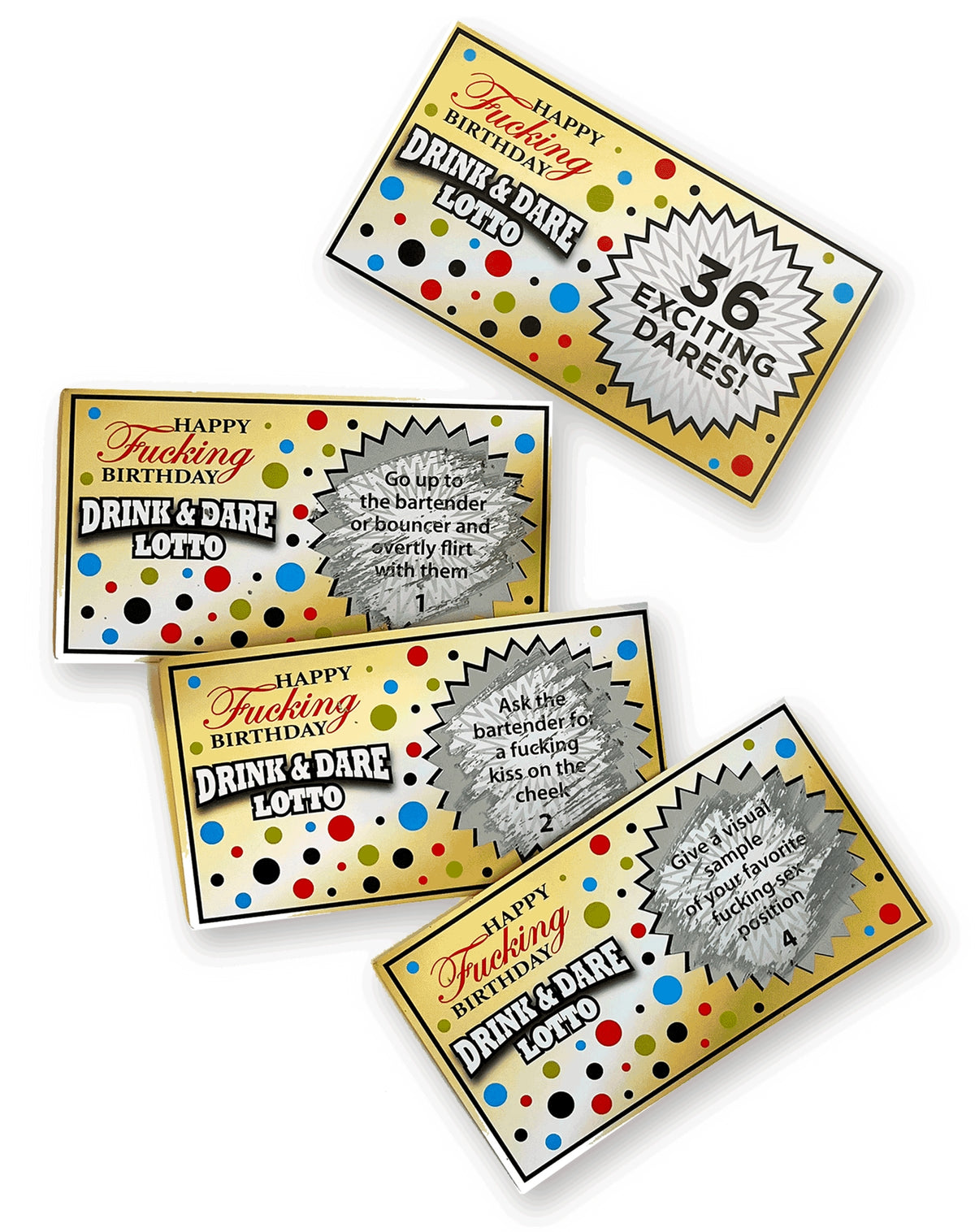 Happy F@#king Birthday Adult Drink & Dare Game – 36 Scratch-Off Lotto Tickets 🎂