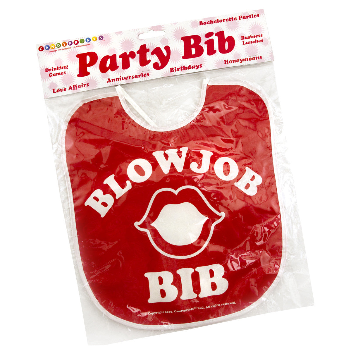 The "Blowjob Bib Bachelorette Party Favor 💋 Adult BJ Blow Job Adult Gag Gift" is a fun red bib with "Blowjob Bib" in white text and lips graphic—perfect for bachelorette parties, naughty gifts, or adult party gags.