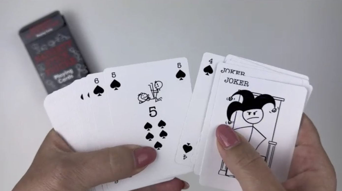 🔥 Naughty Stick Figure Playing Deck of Cards - Adult Funny Gag Gift Party Humor