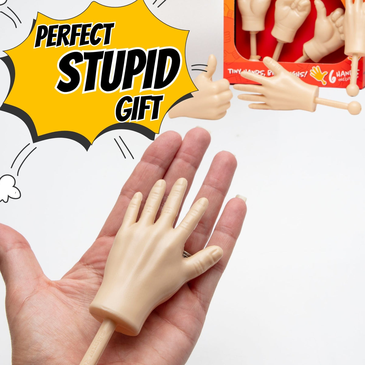 Tiny Hands Prank Set (6 Pack) Mini Finger Hands Peace Thumbs Up Wave Gag Gift 😂