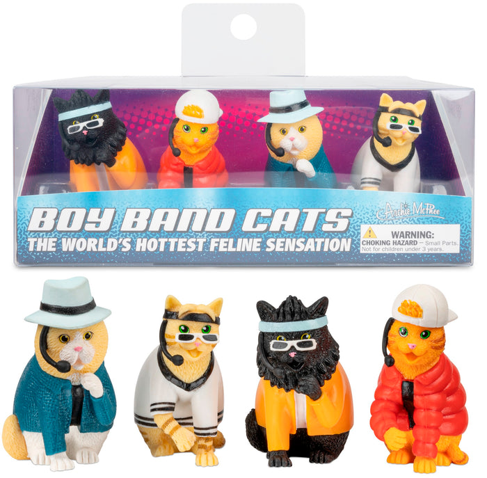 4pk BOY BAND CATS ® Hysterical 90's Style Figures Gag Gift - Archie McPhee