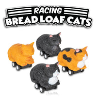 Racing Bread Loaf Cats (set of 4) Funny Pull Back Kitty Cat Toys - Archie McPhee