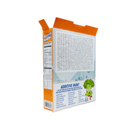 The 🥦 Prank Cereal Box – Broccoli Buddies Gag Gift Box features an orange design with a word search and cartoon broccoli on the back, labeled "Additive Hunt," and nutrition facts—an ideal funny joke prank present.