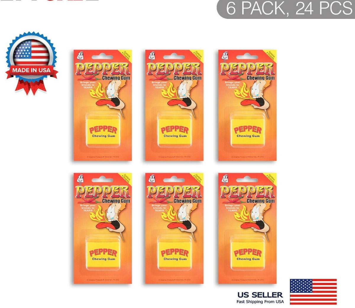 6-Pack Pepper Chewing Gum, Hot Candy Joke Prank Gag, Chewing Gum Party Spicy Fun