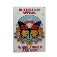 Metal Tin Sign "Butterflies Appear when Angels Appear" 🦋 Bedroom Wall Decor #DN