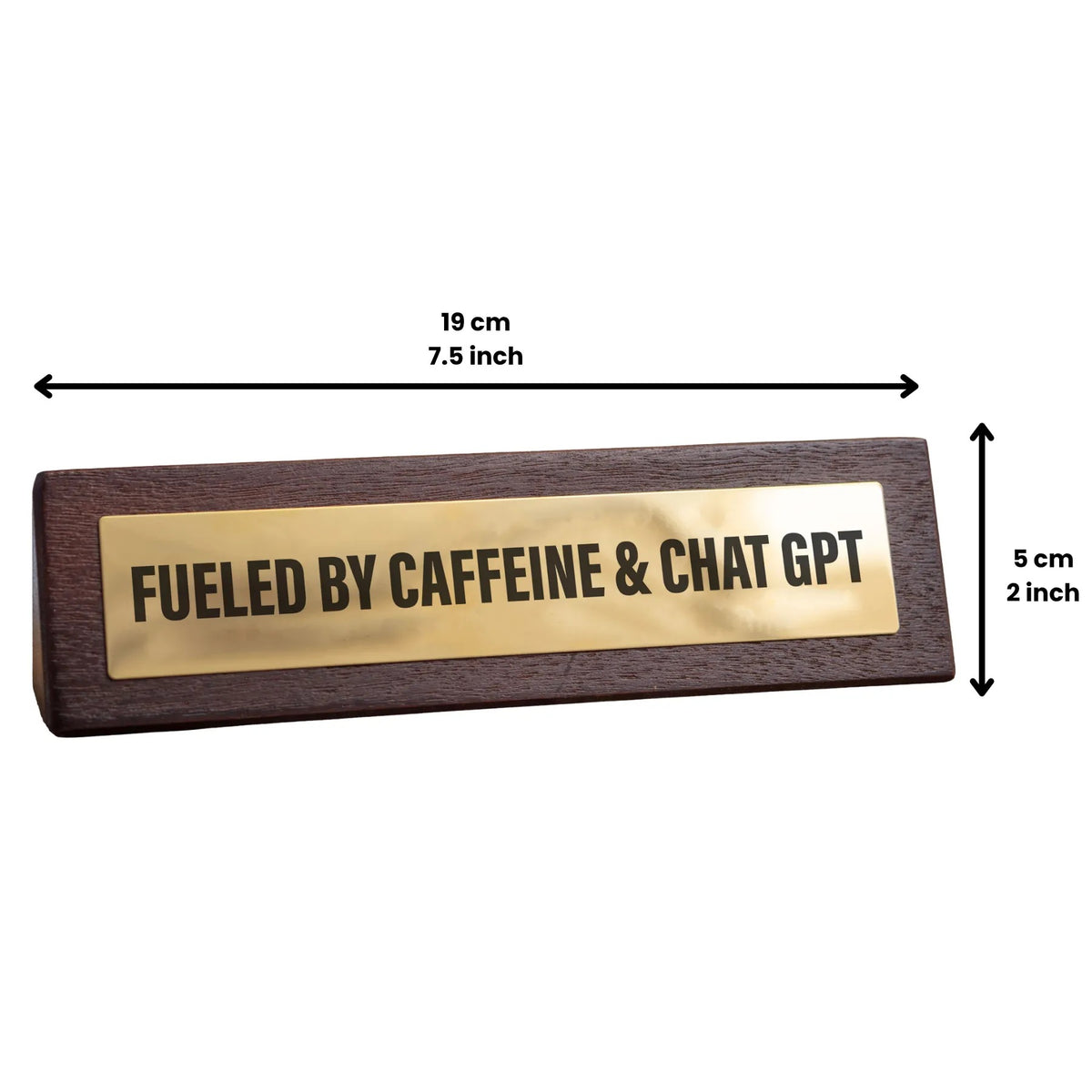 ☕ Fueled By Caffeine & ChatGPT Wooden Desk Sign 💡 Funny Home Office Gag Gift