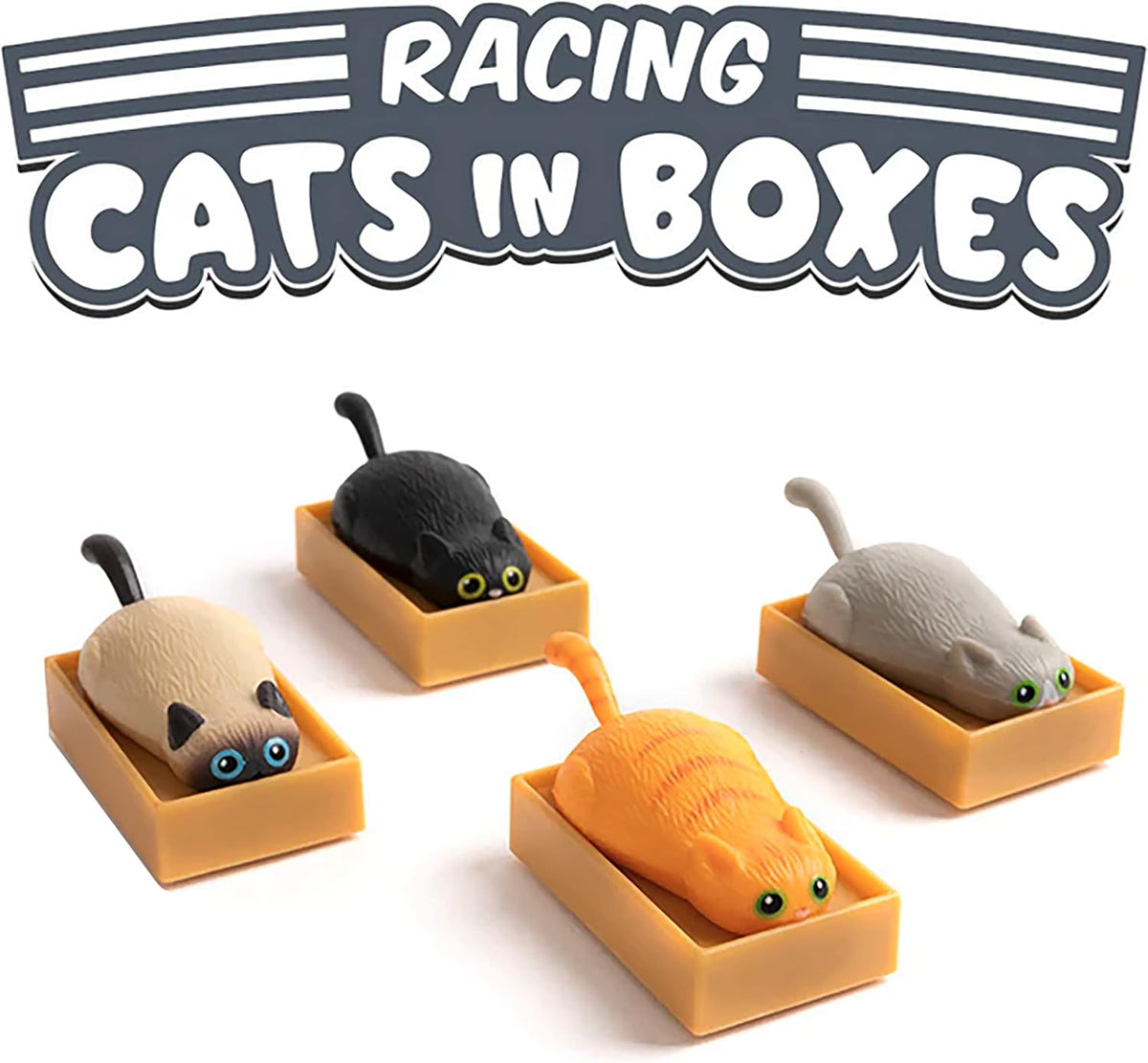 Racing Cats in Boxes (set of 4) Funny Pull Back Kitty Cat Toys - Archie McPhee