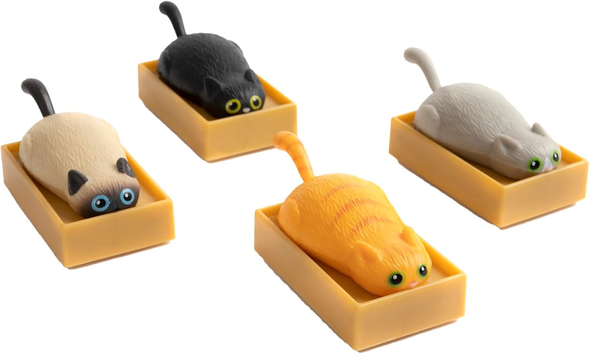 Racing Cats in Boxes (set of 4) Funny Pull Back Kitty Cat Toys - Archie McPhee