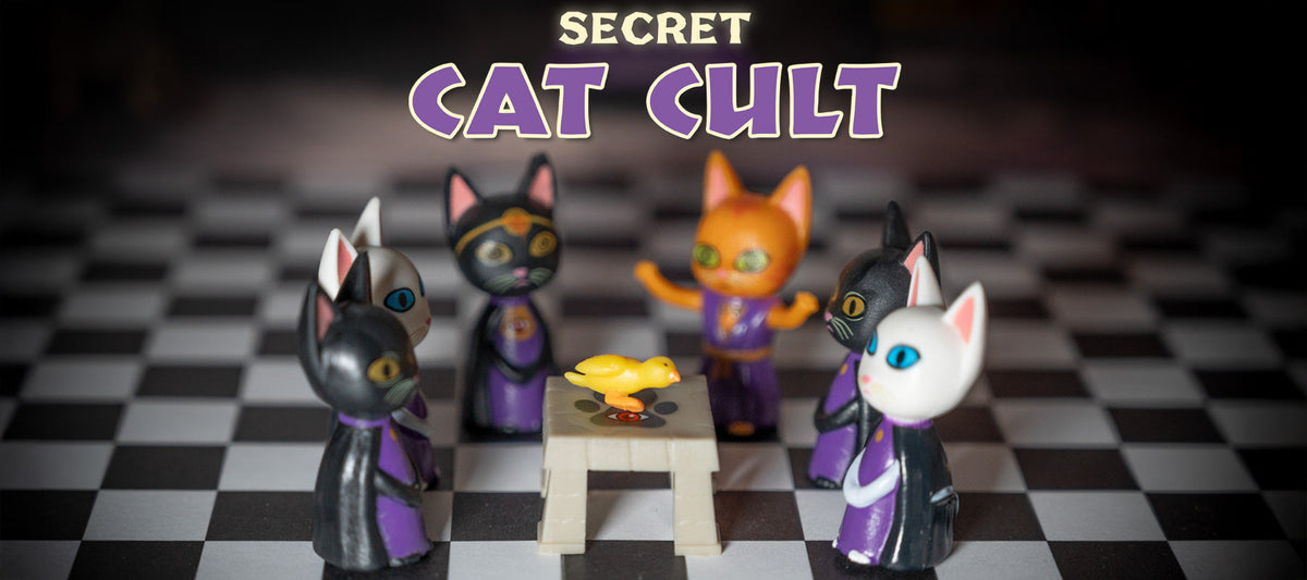 Secret Cat Cult - Funny Bird Sacrifice Figurines Toy Set Gift - Archie McPhee