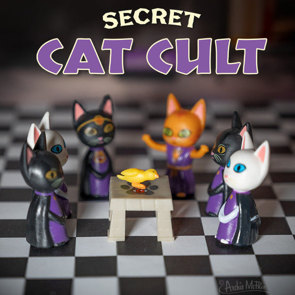 Secret Cat Cult - Funny Bird Sacrifice Figurines Toy Set Gift - Archie McPhee