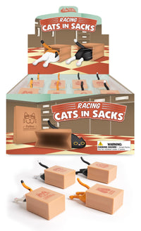 Racing Cats in Sacks (set of 4) Funny Pull Back Kitty Cat Toys - Archie McPhee