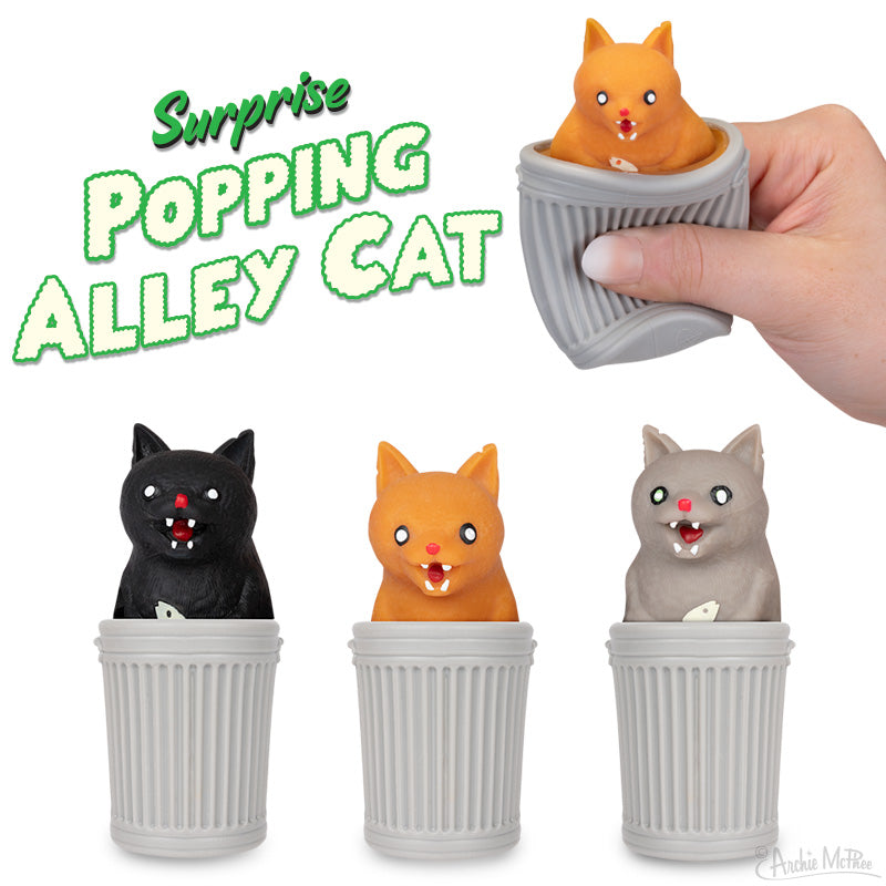 Surprise Popping Alley Cat (choose color) squeeze it, SURPRISE! - Archie McPhee