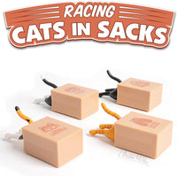 Racing Cats in Sacks (set of 4) Funny Pull Back Kitty Cat Toys - Archie McPhee