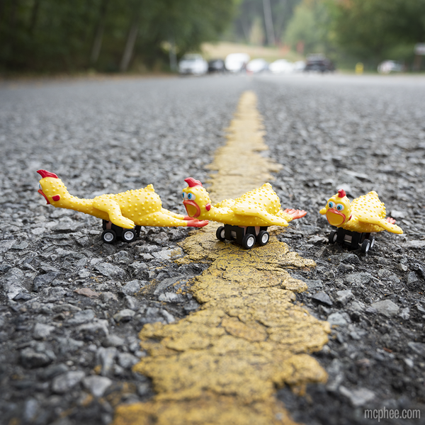 Racing Rubber Chickens (set of 3) Funny Pull Back Race Toys - Archie McPhee