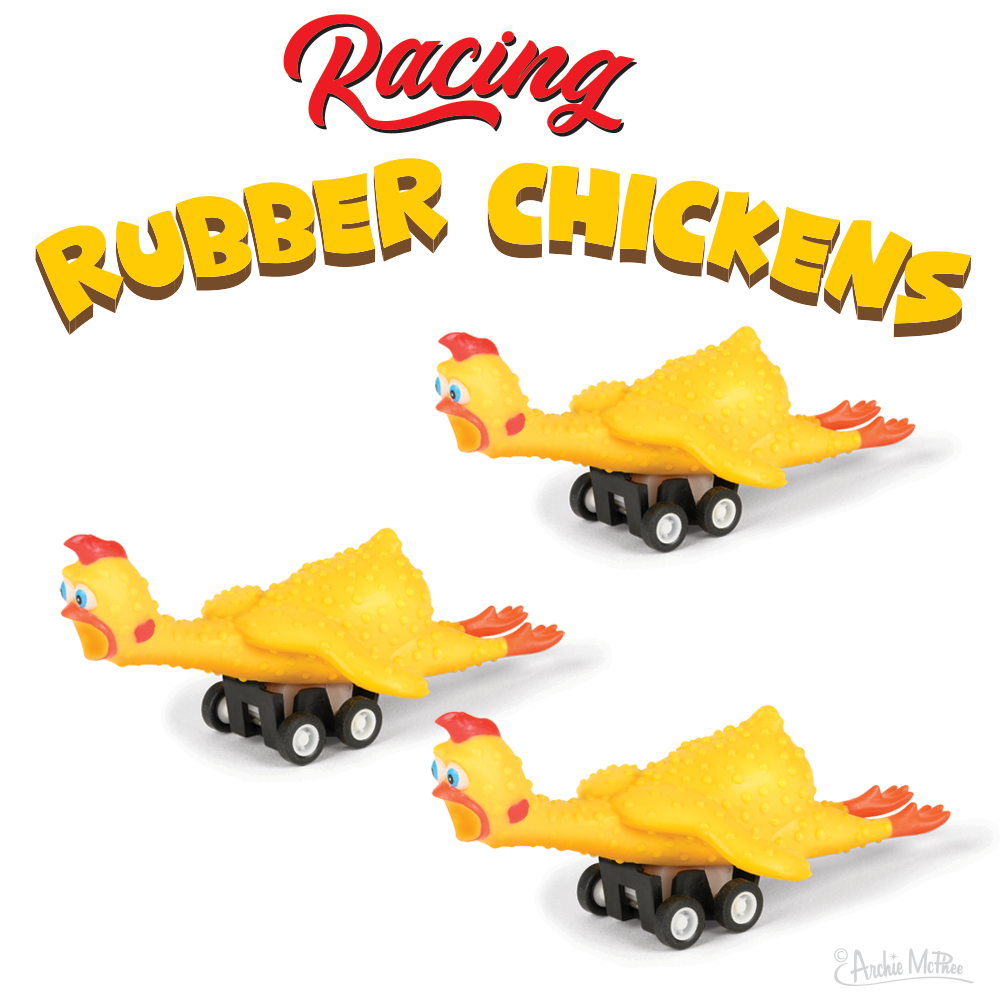Racing Rubber Chickens (set of 3) Funny Pull Back Race Toys