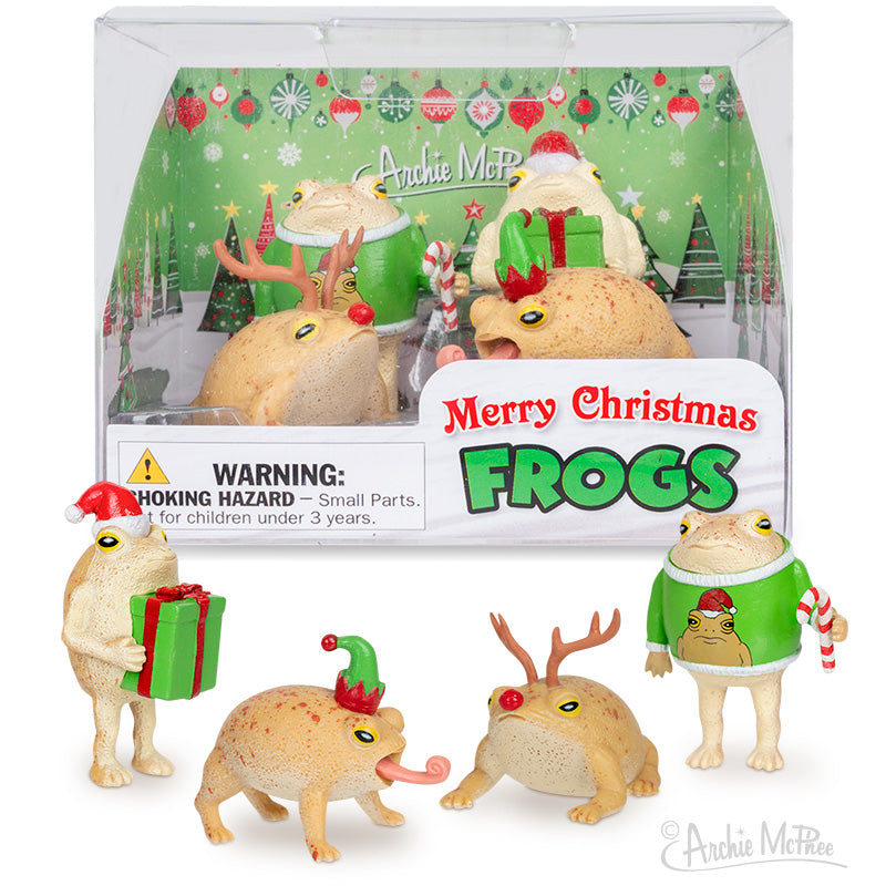4pk Funny Christmas Holiday Frogs Figurines 🐸🎅 Hilarious Gag  – Archie McPhee