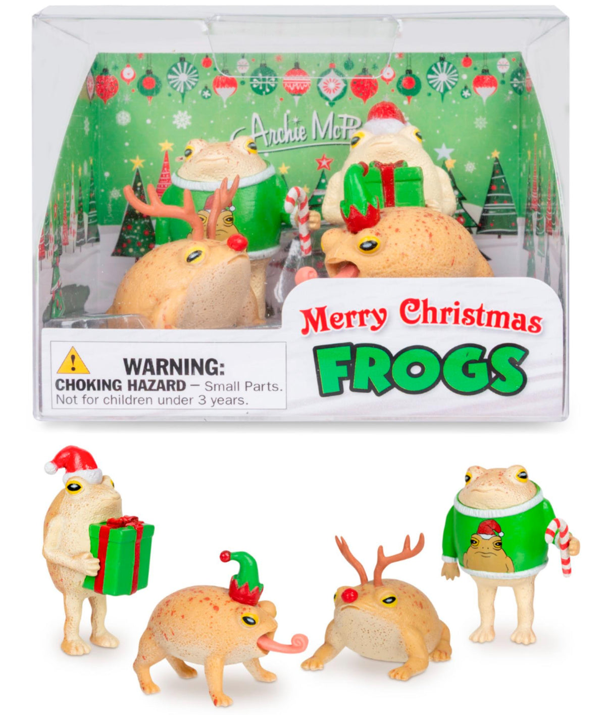 4pk Funny Christmas Holiday Frogs Figurines 🐸🎅 Hilarious Gag  – Archie McPhee