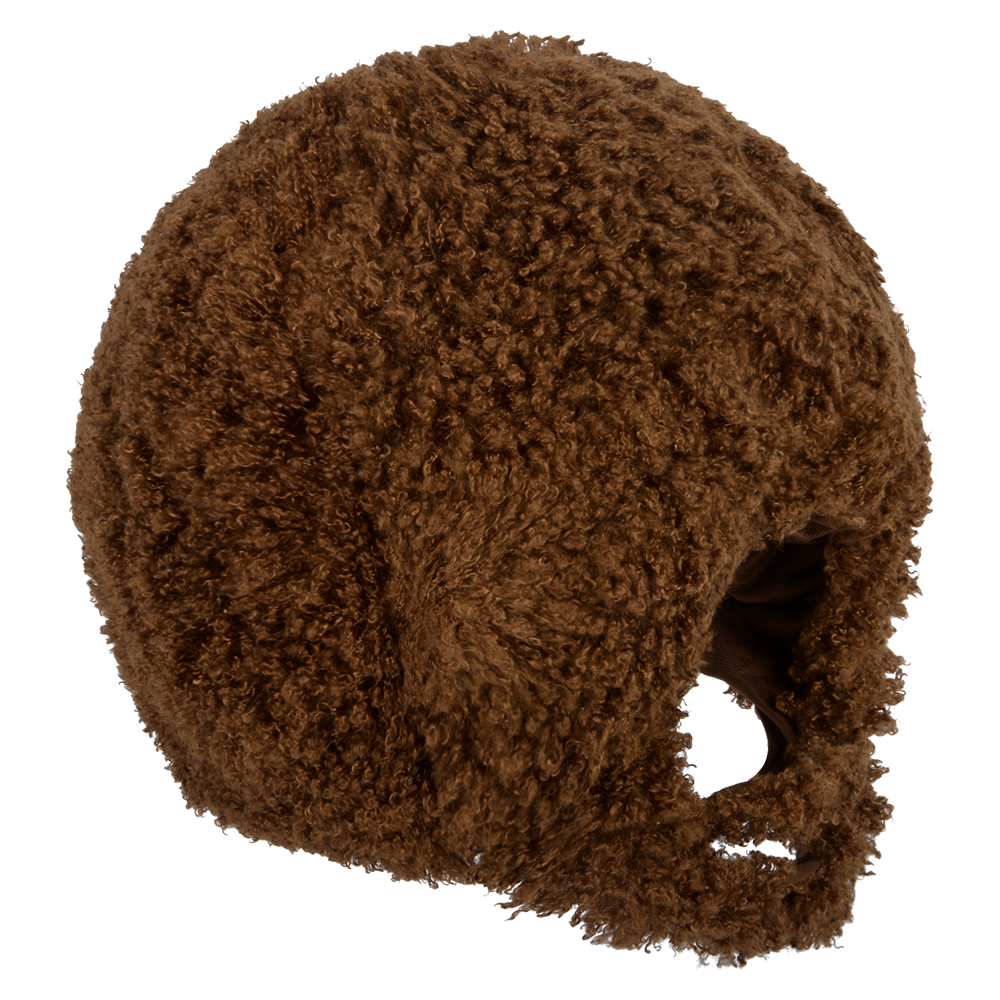 A side view of the Bob Ross Wig & Beard Set 🎨🤣 shows a brown, textured afro with face opening—great for a Bob Ross costume or paired with an Afro wig for extra fun at Halloween or parties.