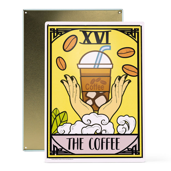 Metal Tin Sign "Tarot Card Coffee Sign" Vintage Style Kitchen Wall Decor #D-101