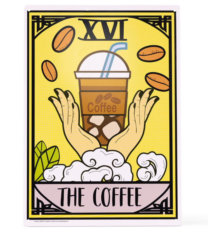 Metal Tin Sign "Tarot Card Coffee Sign" Vintage Style Kitchen Wall Decor #D-101