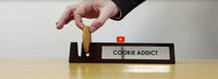 Wooden Desk Sign "Cookie Addict" Office Gift with 2 Cookie Holder Slots - FUNNY!