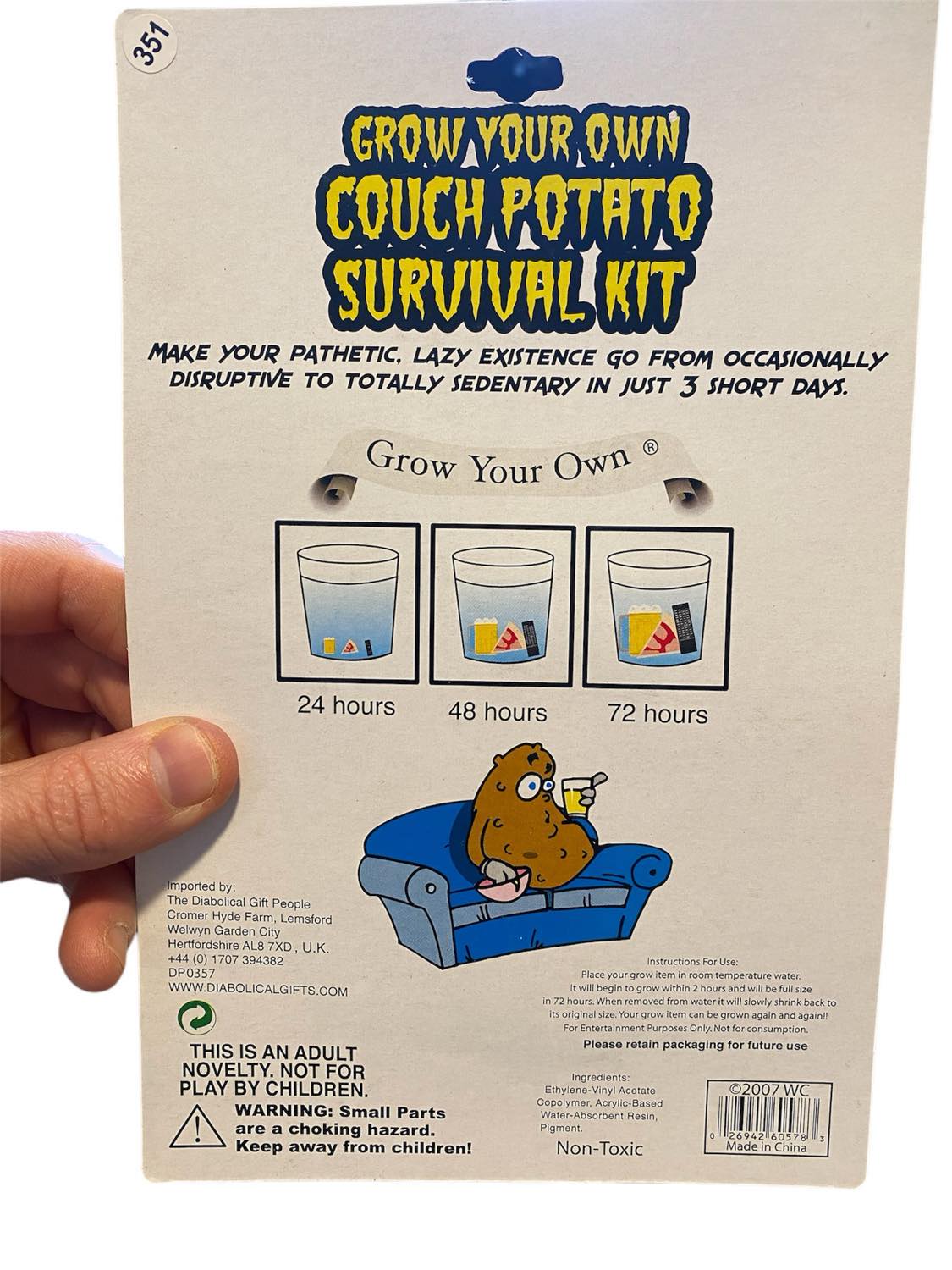 Grow Your Own Couch Potato Survival Kit – Gag Gift for Lazy Friends or Family