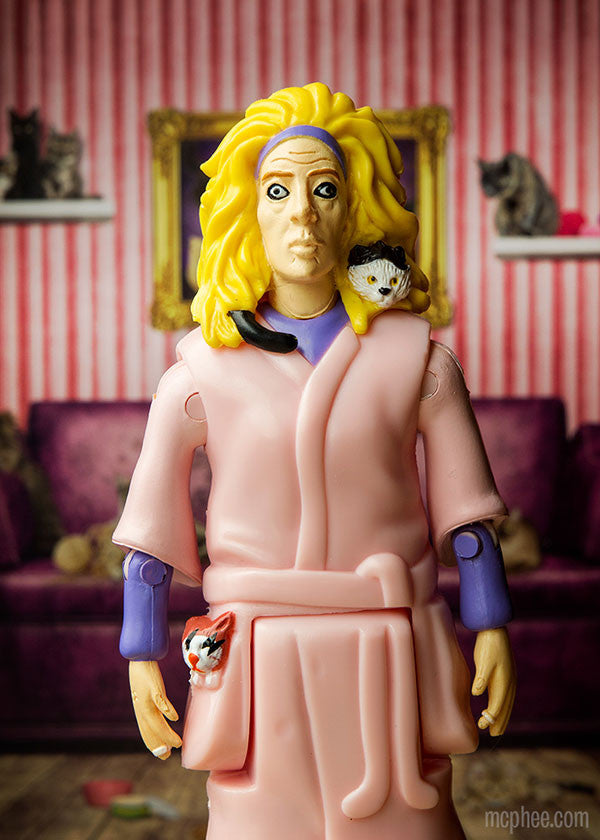 CRAZY CAT LADY ® Action Figure with 6 Cats - Hysterical Gag Gift - Archie McPhee