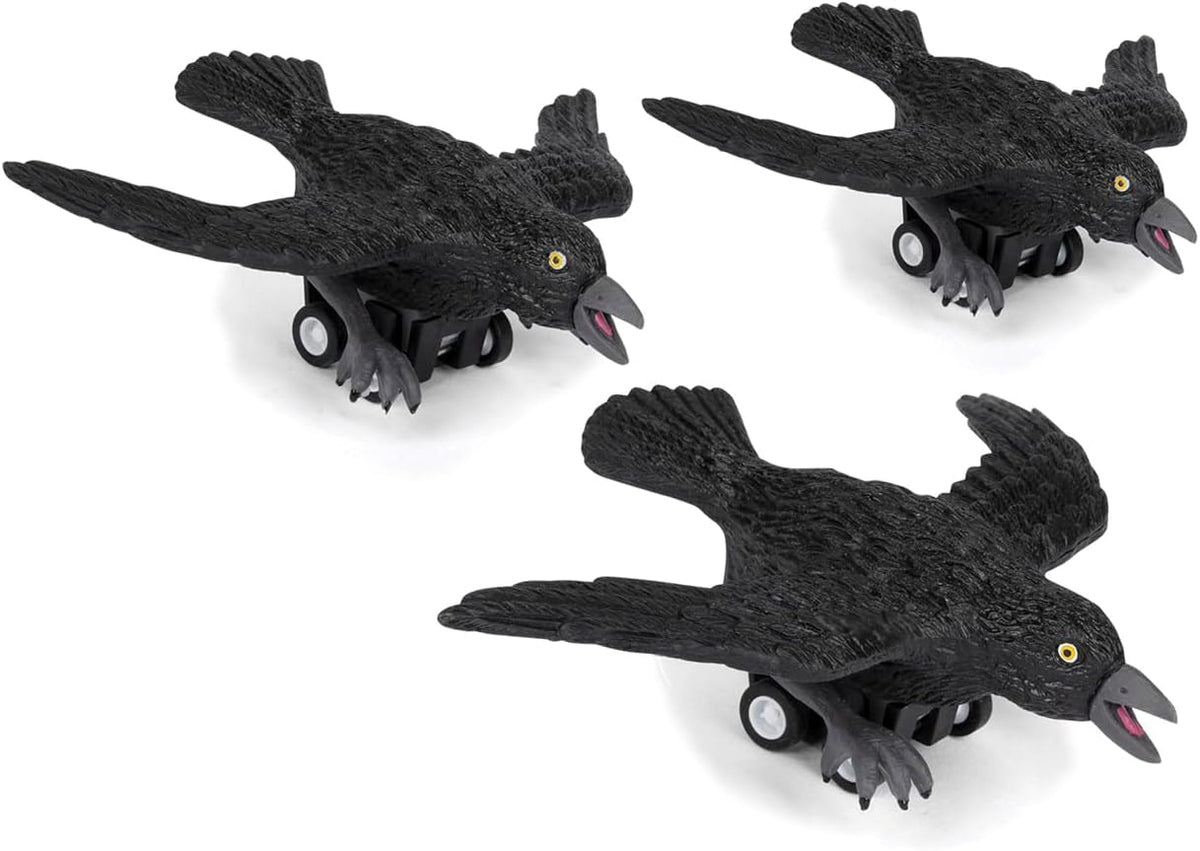 Racing Crow (set of 3) Funny Pull Back Race Bird Toys - Archie McPhee