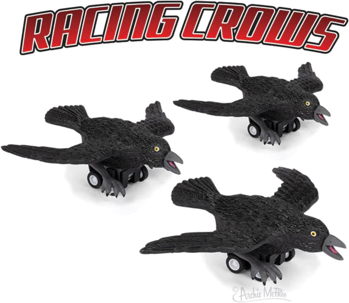 Racing Crow (set of 3) Funny Pull Back Race Bird Toys - Archie McPhee