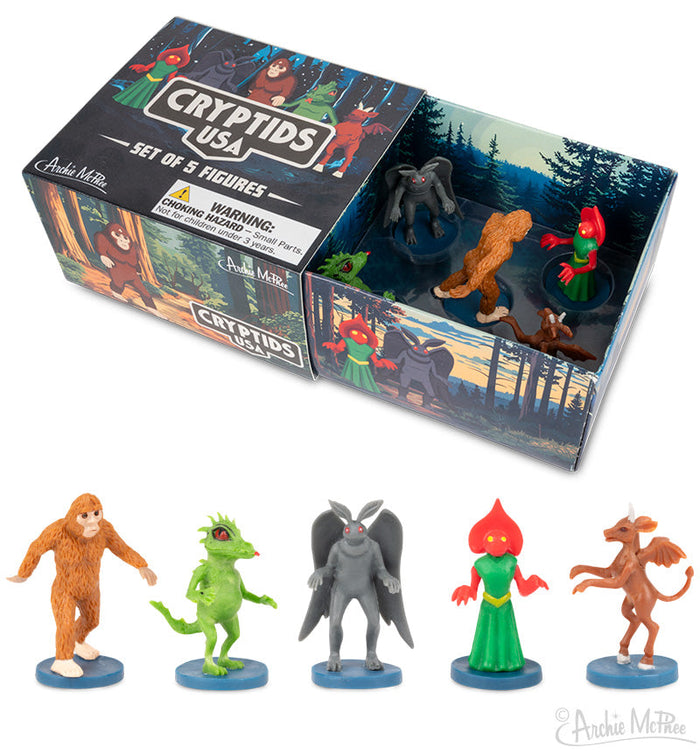 Cryptids USA - Bigfoot Monster Mini Assorted Figurine Toy Set - Archie McPhee