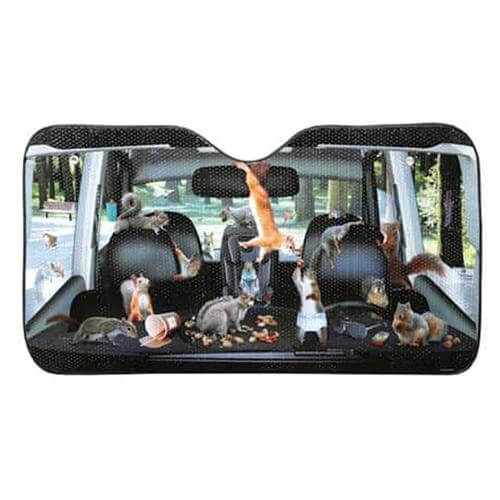 Car Full Of Squirrels Auto Sunshade - Funny Gag Joke - Archie McPhee