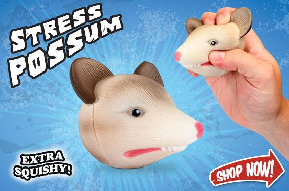 STRESS POSSUM - Squish Squeezable Squishy Cute Figure Fidget Toy - Archie McPhee