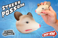 STRESS POSSUM - Squish Squeezable Squishy Cute Figure Fidget Toy - Archie McPhee